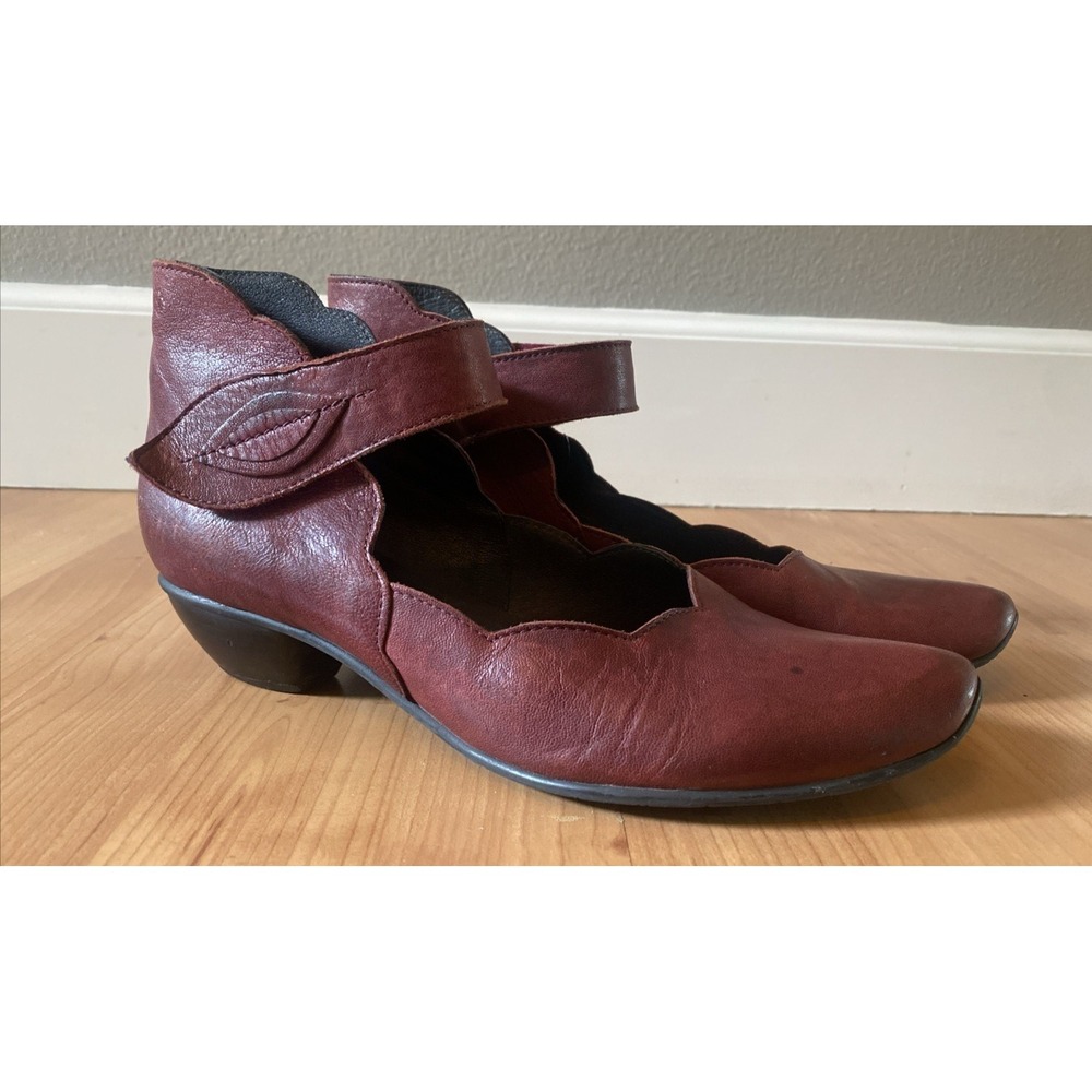 Fidji Womens 9.5-10 / EU 40.5 Red Pink Leather Mary Jane Ankle Shoes Artsy